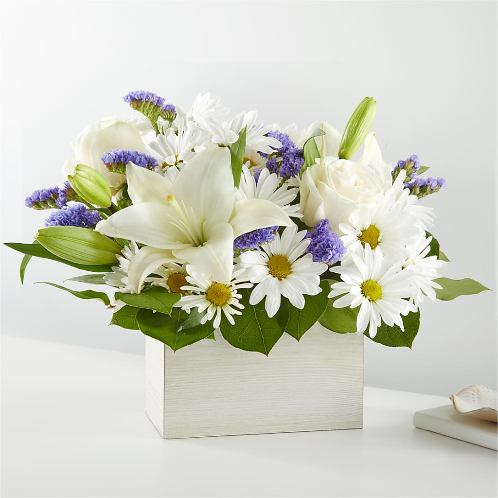 Beyond Blue Box Bouquet – Kenyon Ave Floral Co Inc, Wakefield RI
