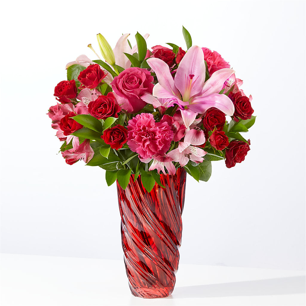 In Love Bouquet with Luxe Swirl Vase – Kenyon Ave Floral Co Inc, Wakefield RI