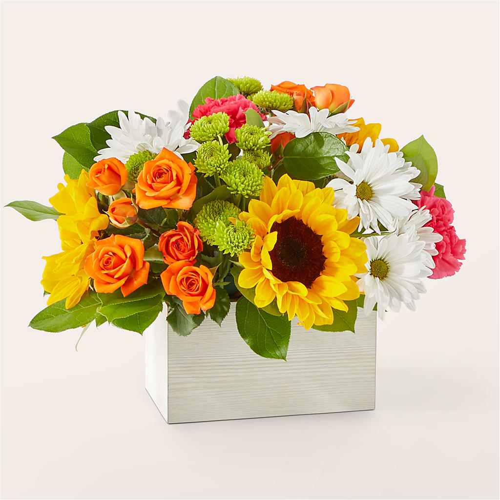 Sun-drenched Blooms Box Bouquet – Kenyon Ave Floral Co Inc, Wakefield RI