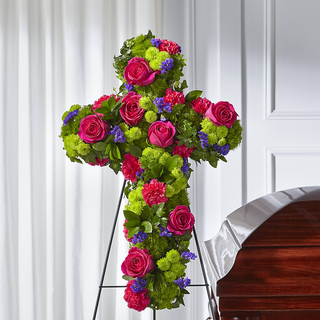 Tribute Rose Floral Cross – Kenyon Ave Floral Co Inc, Wakefield RI