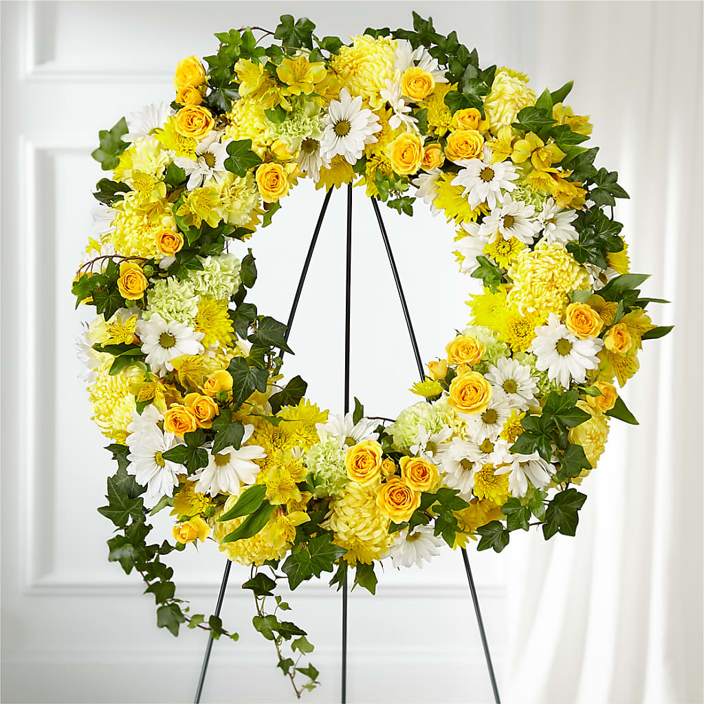 Golden Remembrance Wreath – Kenyon Ave Floral Co Inc, Wakefield RI