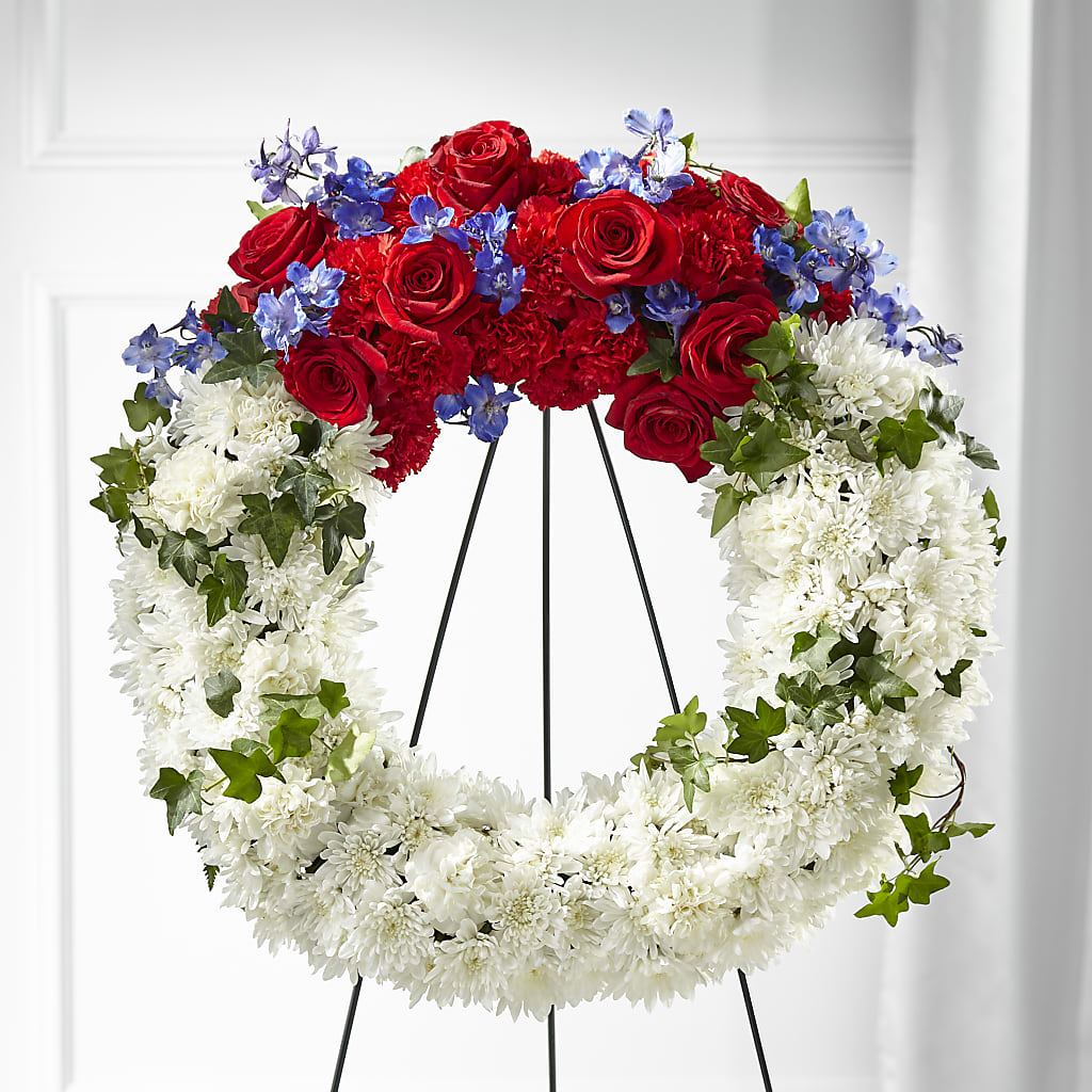 Patriotic Passion Wreath – Kenyon Ave Floral Co Inc, Wakefield RI