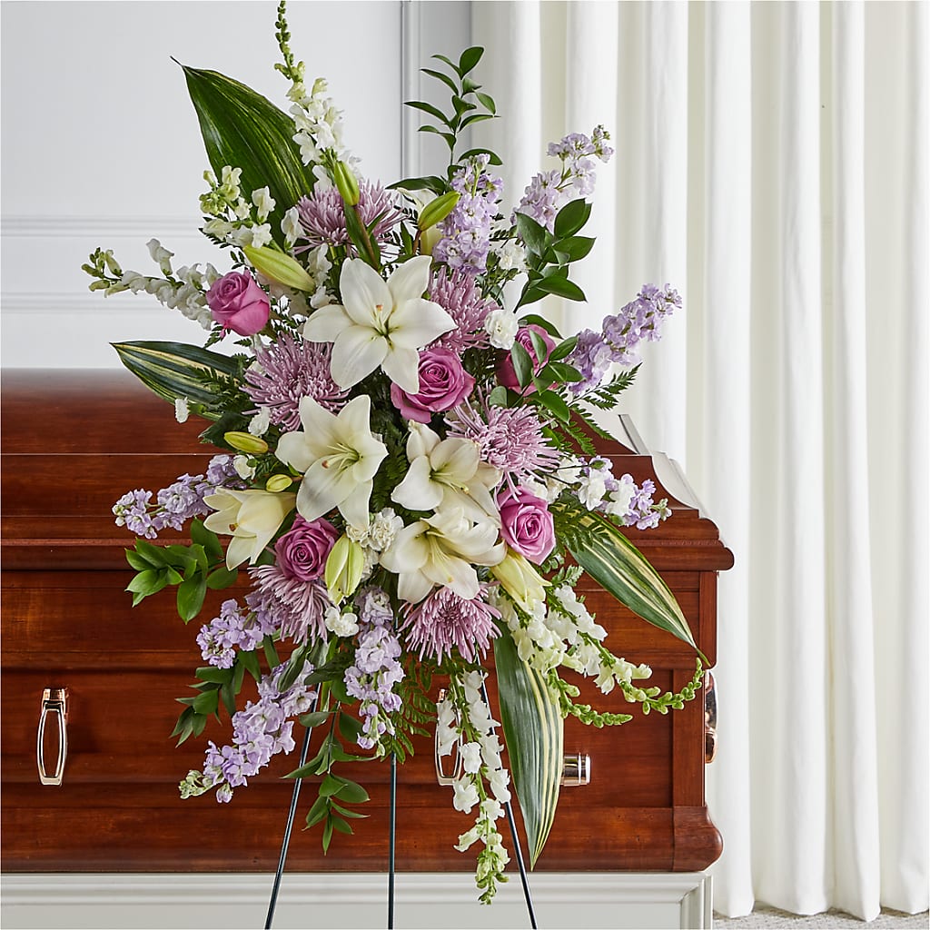 Grateful Hearts Standing Spray – Kenyon Ave Floral Co Inc, Wakefield RI