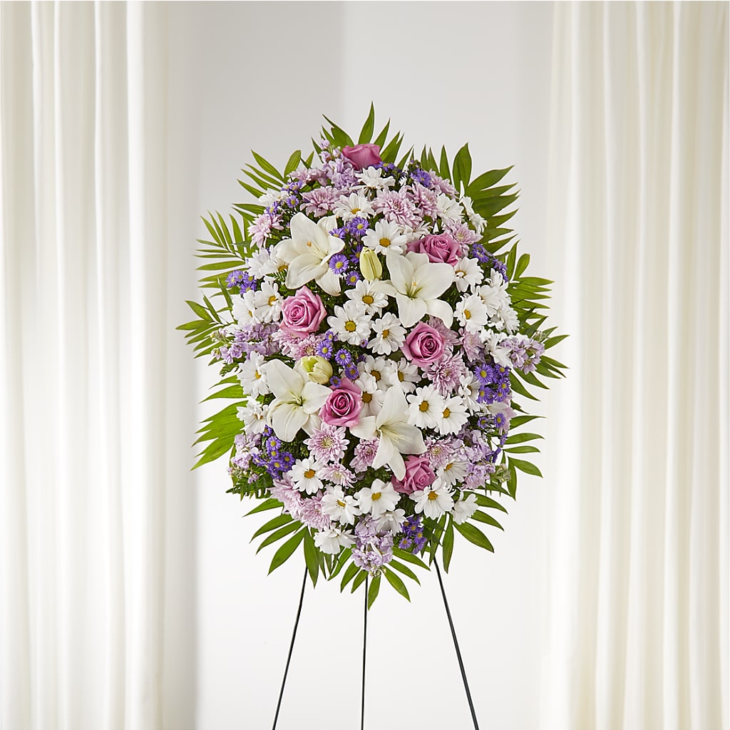 Surrounded by Love Standing Spray – Kenyon Ave Floral Co Inc, Wakefield RI