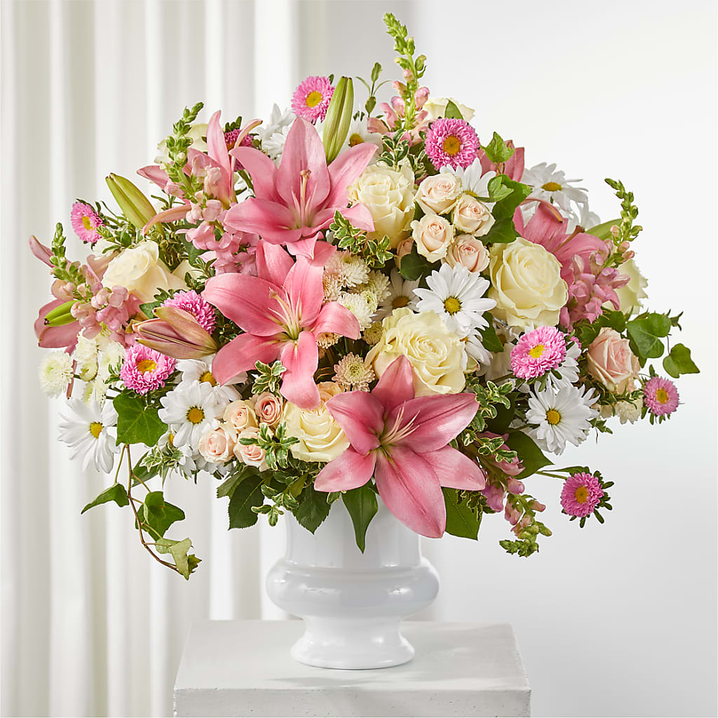 Empathetic Blooms Urn Arrangement – Kenyon Ave Floral Co Inc, Wakefield RI