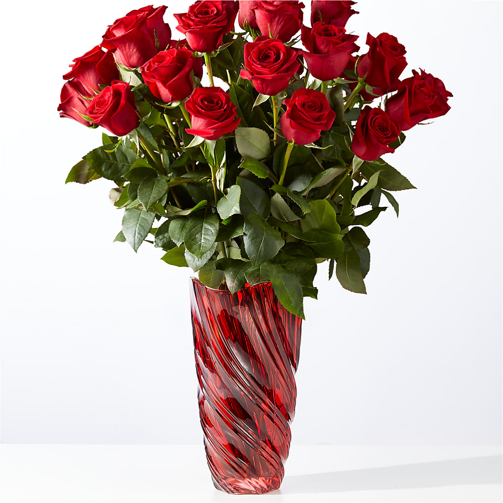 Classic Love Red Rose Bouquet with Luxe Swirl Vase – Kenyon Ave Floral Co Inc, Wakefield RI