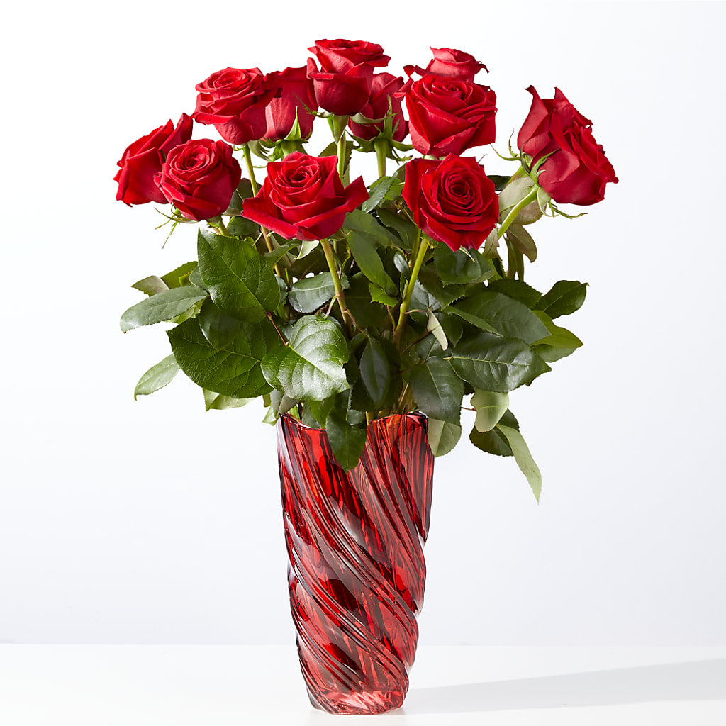 Classic Love Red Rose Bouquet with Luxe Swirl Vase – Kenyon Ave Floral Co Inc, Wakefield RI