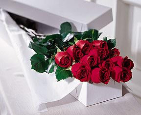 Boxed Dozen Red Roses
