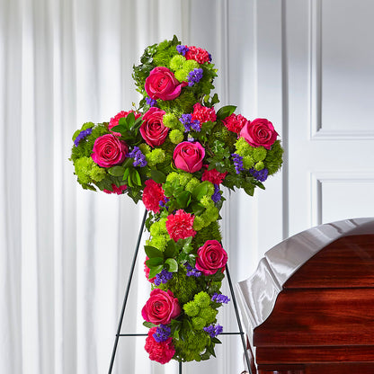 Tribute Rose Floral Cross –  Kenyon Ave Floral Co Inc, Wakefield RI